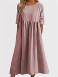 Women's Cozy Cotton Linen Tunic Dress