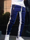 Mens Casual Side Stripe Sporty Drawstring Elastic Waist Jogger Pants