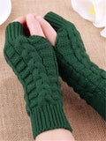 Women's Hand Warmer Winter Knitting Jacquard Fingerless Gloves