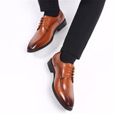 Pointed Toe Business Lace-Up PU Leather Shoes