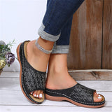 Thick Bottom Crystal Open Toe Slippers for Ladies