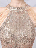 Sexy Shiny Sequin Halter High-Low Dress For Party