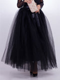 Pretty Trendy Solid Color 7 Layers One Size Long Tulle Skirts For Women