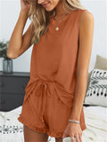 Women's Loose Cozy Round Neck Sleeveless Summer Sets