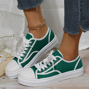 Summer Classic Round Toe Lace Up Female Canvas Shoes