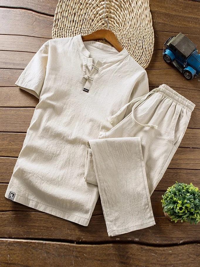 Super Comfy Linen Sets Short-sleeved T-shirt + Trousers
