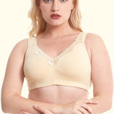 Women Plus Size Deep Plunge Comfy Cotton Bras - Apricot