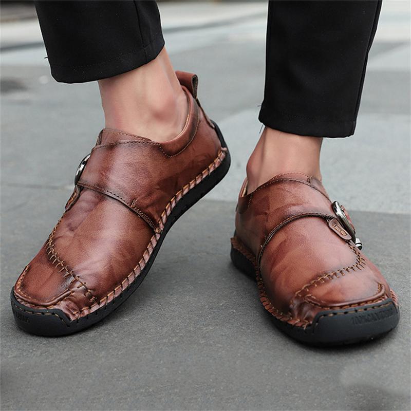 Vintage Handmade Buckle Genuine Leather Fashion Business Loafers