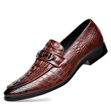 Men's Classic Crocodile Pattern Gentleman Business Slip On Dress Shoes