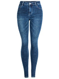 Women's Campus Super Simple Style Slim Fit Solid Color Washed Effect Denim Jeans