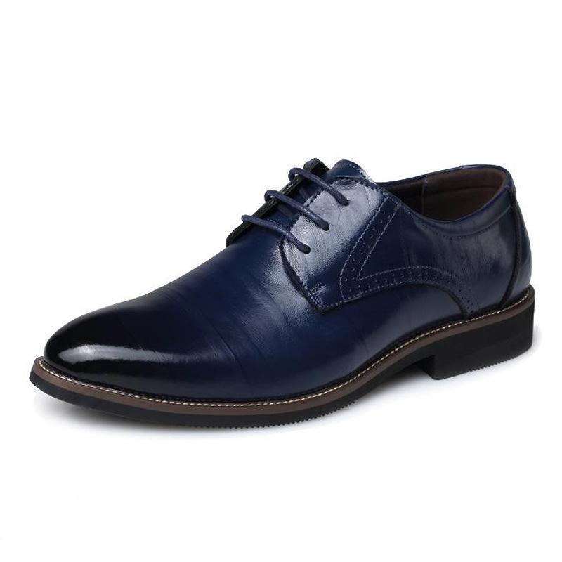 Men's Pointed Toe Lace-Up Business Casual Retro Leather Shoes