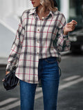 Fashion Leisure Baggy Grid Long Sleeve Women's Blouses