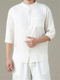 Loose Casual Comfy Full Buttons Long Sleeve Shhirts With Pocket For Men