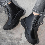 Men's Vintage Stylish High-Top Lace Up Cowhide Martin Boots