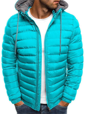 Men's Cozy Zip Up Cotton-Padded Hooded Coat for Winter