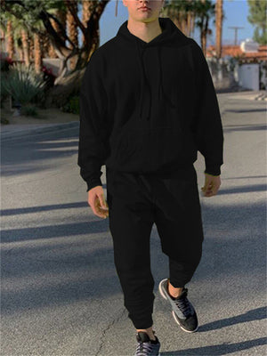 New Tracksuit Solid 2 Pieces Long Sleeve Hoody+Loose Swearpants