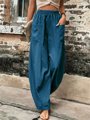 Female Bohemian Elastic High Waist Super Loose Yoga Pants with Pocket