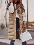 Women's Winter Fashion Long Puffer Vest with Hood