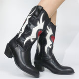 Fashion Contrast Color Mid Calf Boots