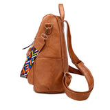 Retro Style Multi-Pocket Adjustable Strap Soft Touch Backpack