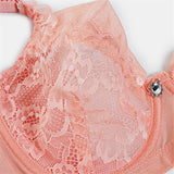 Women's Floral Mesh Jacquard Minimized Thin Bras - Pink