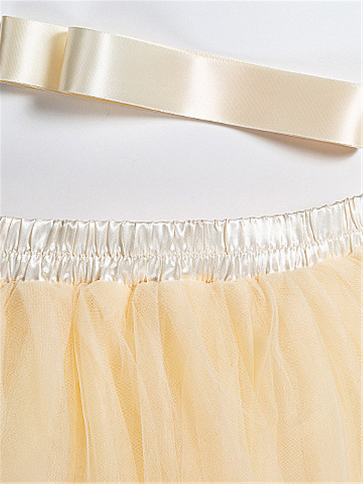 Women's Casual Fashion Multiple Layers Solid Color Tulle Skirt
