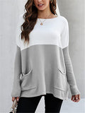 Colorblock Detailing Pullover Long Tops for Women