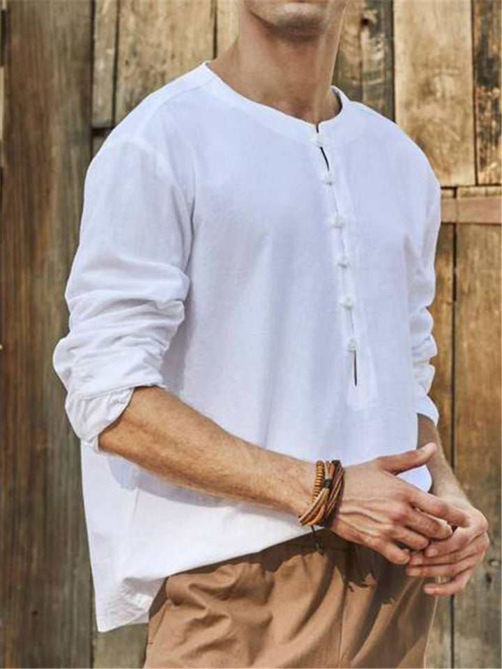 Round Neck Simple Long Sleeve Shirts