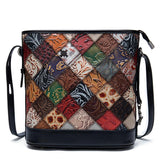 Leather Multi-Color Ethnic Style Patchwork Design Shoulder Bag Crossbody Bag