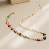 Women's Sweet Decoration Colored Glass Beads Necklace