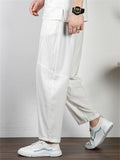 Retro Style Loose Cotton And Linen Casual Men's Plus Size Trousers