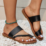 Summer Vacation Toe Ring Flat All Match Slippers for Women