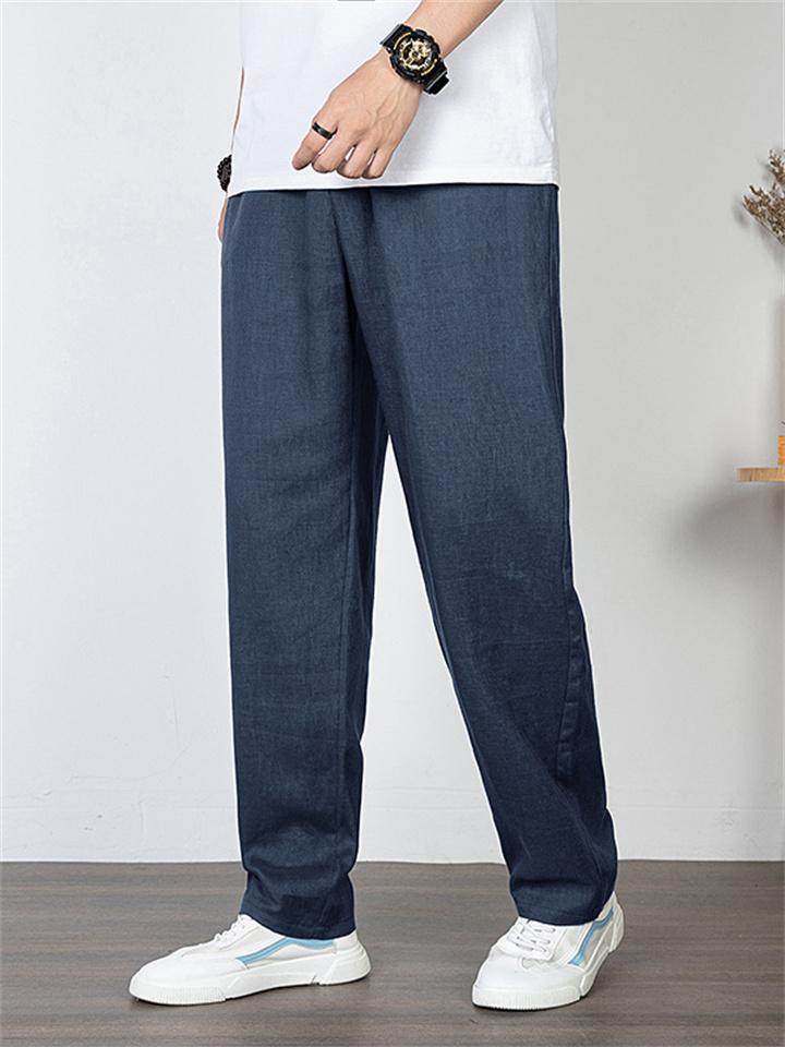Men's Front Zipper Design Stylish Loose Straight-Leg Pants