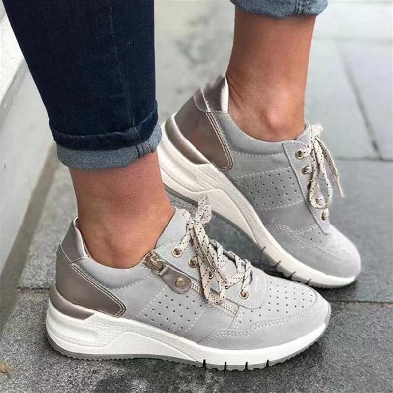 Casual Zipper Lace-up Thick Bottom Shoes for Women