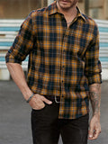 Men's Leisure Long Sleeved Button Up Plaid Shirts