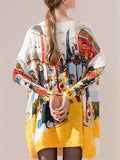 Autumn Winter  Large Size Knitting Pullover Printed Graffiti Women's Dresses