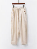 Daily Wear Leg Cuff Slit Design Stylish Loose Straight-Leg Trousers