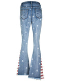 Women's Contrast Color Star Print Fashion Denim Jeans