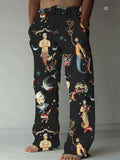 Men's Retro Cozy Ethnic Art Printed Drawstring Cotton Linen Pants