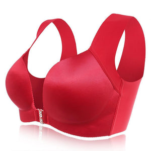 Comfortable Front Closure Seamless Wireless Bras - Red