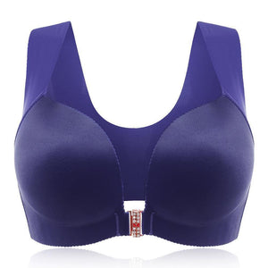 Comfortable Front Closure Seamless Wireless Bras - Blue