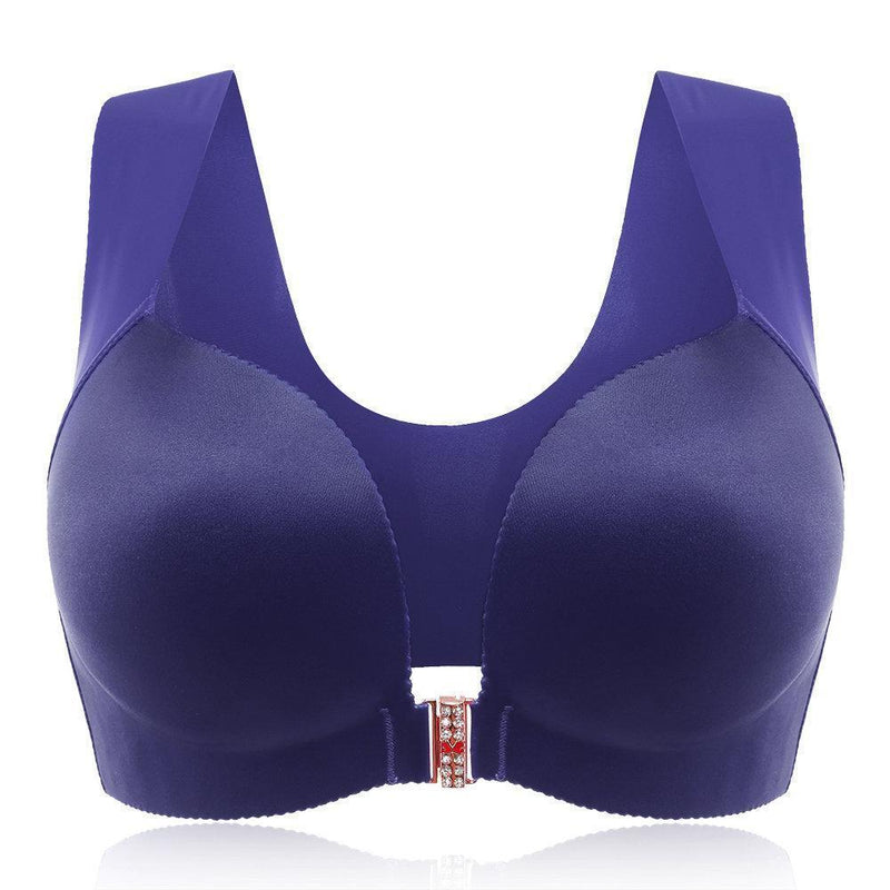 Comfortable Front Closure Seamless Wireless Bras - Blue