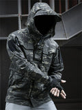 Convenient Front Zipper Outdoor Waterproof Camouflage Wear-Resistant Hooded Windbreaker