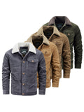 Mens Cozy Warm Corduroy Fleece Lined Thick Jacket Coat