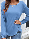 Casual Crewneck Pullover Irregular Hem Hide Belly Women Tops