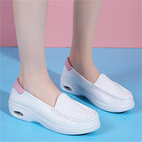 Flat Heel White Color Breathable Walking Shoes
