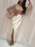 Gorgeous Batwing Sleeve Beaded Wrap-Over Hem Dress for Prom