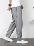 Men's Front Zipper Design Stylish Loose Straight-Leg Pants