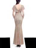 Shimmering Sequined Backless Maxi Dress for Evening