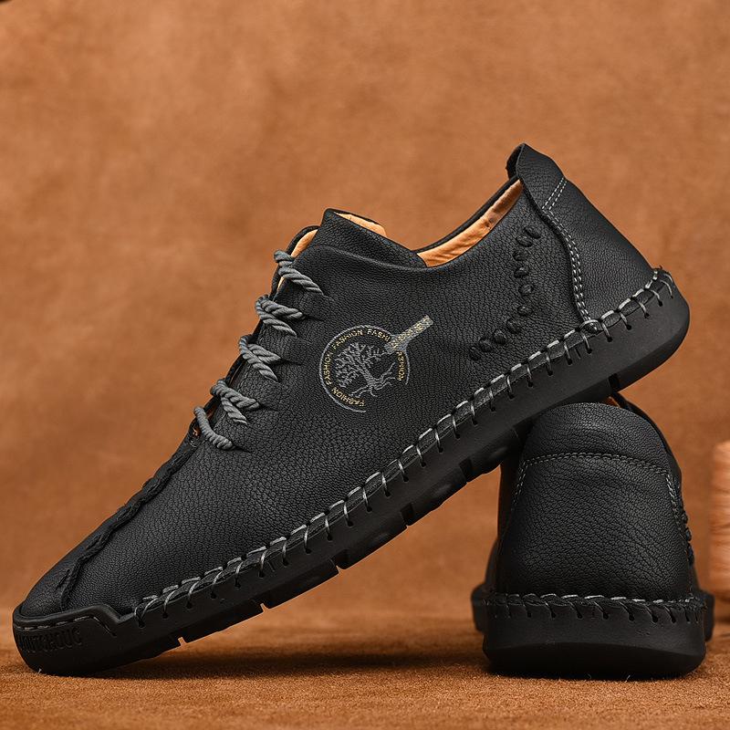 Men's Breathable Lace Up Plus Size PU Loafers